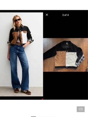 New Organic Cotton Panelled Colorblock Corduroy Jacket Coat. Medium